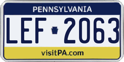 PA license plate LEF2063