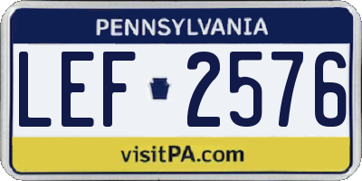 PA license plate LEF2576