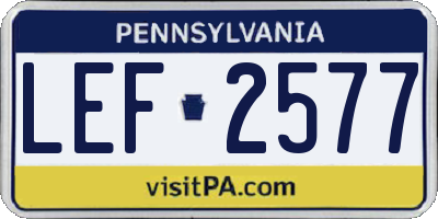 PA license plate LEF2577