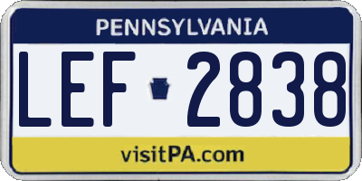 PA license plate LEF2838