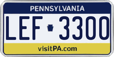 PA license plate LEF3300
