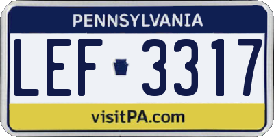 PA license plate LEF3317