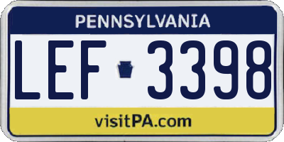 PA license plate LEF3398
