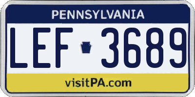 PA license plate LEF3689
