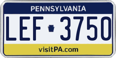 PA license plate LEF3750
