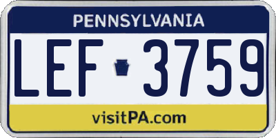 PA license plate LEF3759