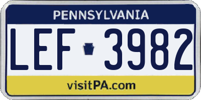 PA license plate LEF3982