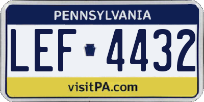 PA license plate LEF4432