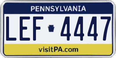 PA license plate LEF4447