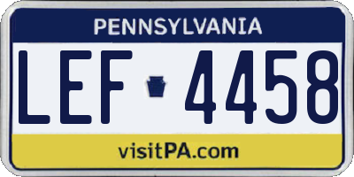 PA license plate LEF4458