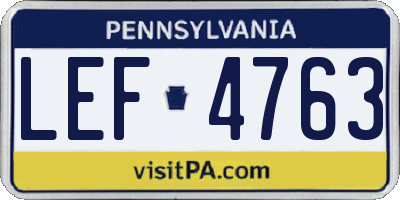 PA license plate LEF4763