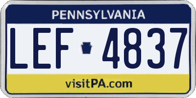 PA license plate LEF4837