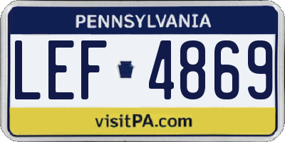 PA license plate LEF4869