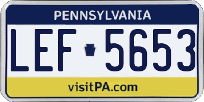 PA license plate LEF5653
