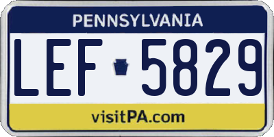 PA license plate LEF5829