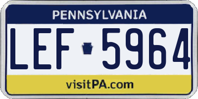 PA license plate LEF5964