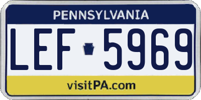 PA license plate LEF5969