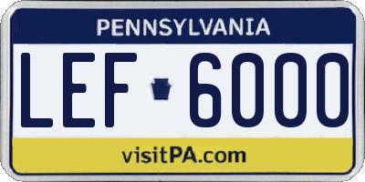 PA license plate LEF6000