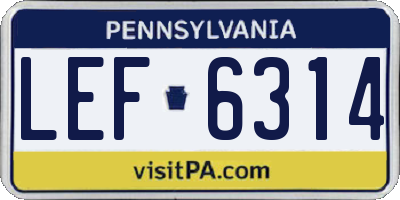 PA license plate LEF6314