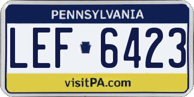 PA license plate LEF6423