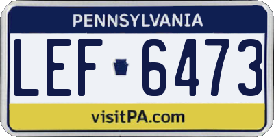 PA license plate LEF6473
