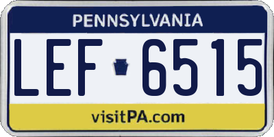 PA license plate LEF6515