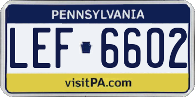 PA license plate LEF6602