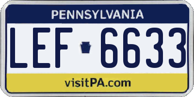 PA license plate LEF6633