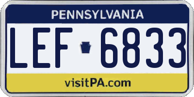 PA license plate LEF6833