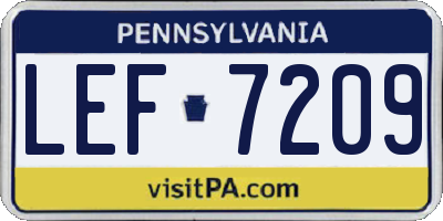 PA license plate LEF7209