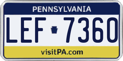 PA license plate LEF7360