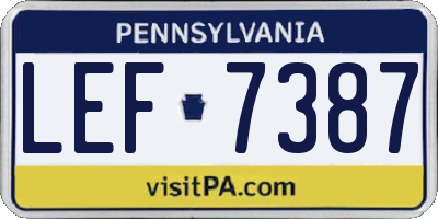 PA license plate LEF7387