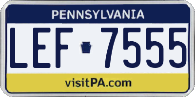 PA license plate LEF7555