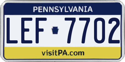 PA license plate LEF7702