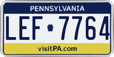 PA license plate LEF7764