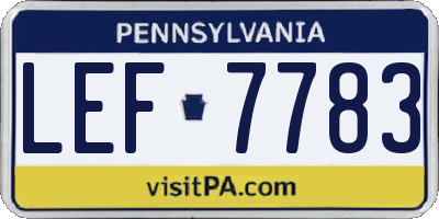 PA license plate LEF7783