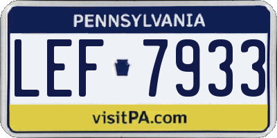 PA license plate LEF7933