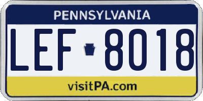 PA license plate LEF8018