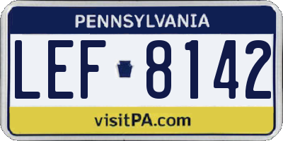 PA license plate LEF8142