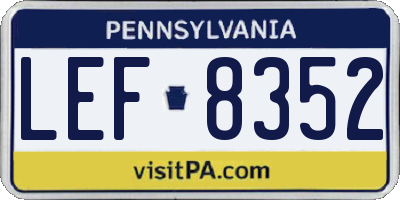 PA license plate LEF8352