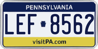 PA license plate LEF8562