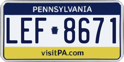 PA license plate LEF8671