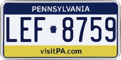 PA license plate LEF8759
