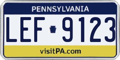 PA license plate LEF9123