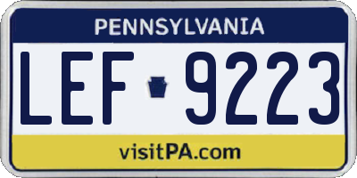 PA license plate LEF9223