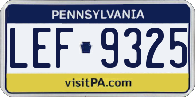 PA license plate LEF9325