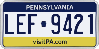 PA license plate LEF9421