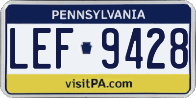 PA license plate LEF9428