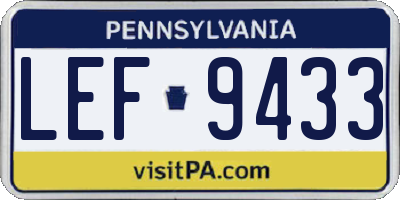 PA license plate LEF9433