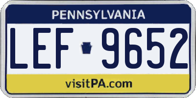 PA license plate LEF9652